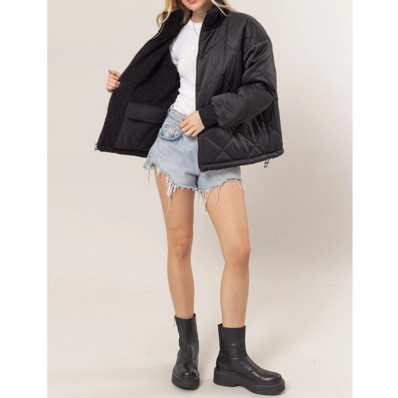#174 🛑0480 S,M,L  Trendy Reversible Fur Puffer Jacket - Picture 4 of 11